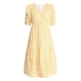 thumbnail image 5 of Time and Tru Women's Cotton Tiered Midi Dress with Elbow Length Sleeves, Sizes XS-XXXL, 5 of 5