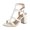 2White, variant on Women's Block Heeled Sandals Vintage Pattern Leather Caged Heels Open Toe Thin Sole Wedding Elegant Bride Dress Shoes White Size 8.5