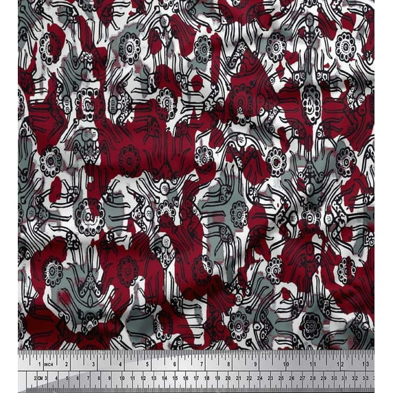 Soimoi Viscose Chiffon Fabric Floral & Moroccan Damask Fabric Prints By Yard 42 Inch Wide