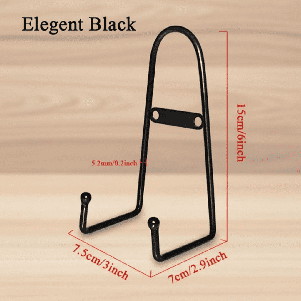 4-Pack Medium Wall Mount Plate Display Stands, 6-Inch Vertical Easel Holders for Decorative Plates, Arts, and Picture Frames - Secure Wall Mounted Plate Hanger Set