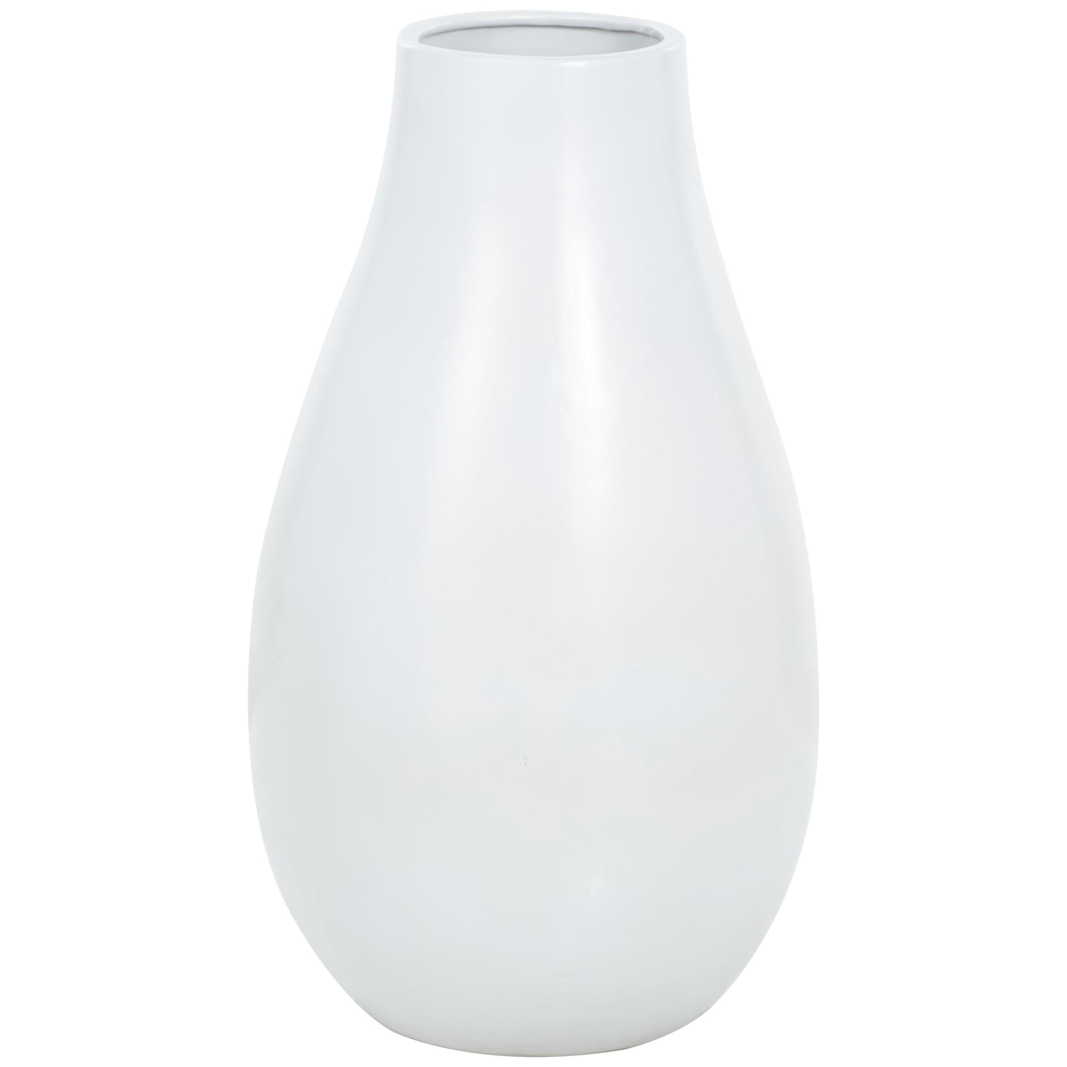 DecMode 28" Rounded Matte Floor White Ceramic Vase