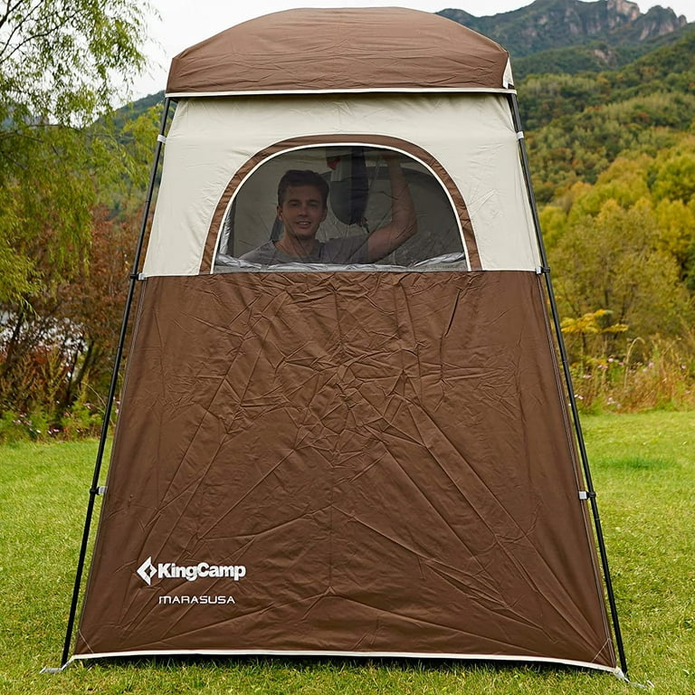 KingCamp Oversize Shower Tent Extra Wide 1 Room with Floor Camping Privacy Shelter  Easy Set Up Tent for Dressing Changing Toilets Tent, Coffee 