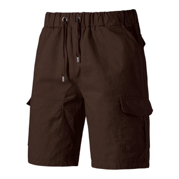 GrmtClth Cargo Shorts for Men Outdoor Relaxed Fit Casual Hiking Shorts Stretch Elastic Waist Active Shorts Summer Running Shorts with Multi Pocket Coffee M