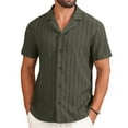 thumbnail image 2 of Iceglad Mens Casual Button Down Shirts Short Sleeve Striped Shirts Textured Summer Beach Shirt Dark Green Xxl, 2 of 9