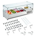 thumbnail image 5 of VEVOR Refrigerated Condiment Prep Station, 135 W Countertop Refrigerated Condiment Station, with 2 1/3 Pans & 4 1/6 Pans, 304 Stainless Body and PC Lid, Sandwich Prep Table with Glass Guard, ETL, 5 of 9