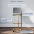 thumbnail image 4 of BELLEZE 30" Seat Height Bar Stools Upholstered Velvet Mid Back Barstool with Gold Metal Leg [Set of 1]- Hutton (Grey), 4 of 7
