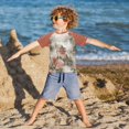 thumbnail image 3 of FORMRS Boys Rash Guard Short Sleeves Swim Shirt Quick Dry UPF 50+ Sun Protection, Sizes 3-12T, Red Mountain Pattern, 3 of 6