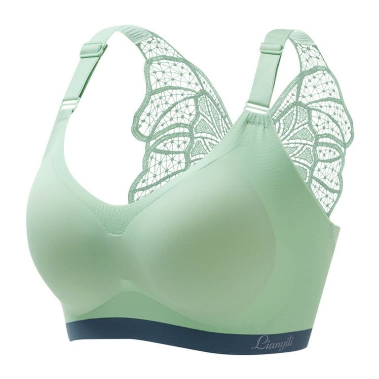 Eashery Longline Sports Bras for Women Women's Plus Size Front-Close T-Back  Wonderwire Underwire Green XX-Large