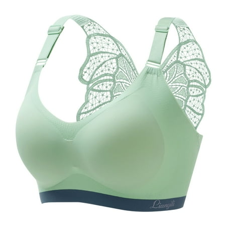 

wofedyo Bras for Women Women s Plus Size Push Up No Steel Ring Bra Sports Beauty Back Bra Seamless Underwear Bras for Women No Underwire Push Up Bra Green XL