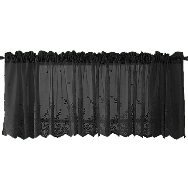 1 Uds. Cortina con cenefa de encaje Floral bordado cortina de ventana corta semitransparente para cocina hermosa decoración de ventana de comedor Vhermosa 223256-3