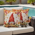 thumbnail image 4 of Red Gnomes Fall Outdoor Waterproof Pillow Covers, Thanksgiving Pumpkin Maple Eucalyptus Beige Decorative Square Throw Pillowcase Sofa Cushion Sham for Patio/Couch/Chair, 24"x24" 2 Pack, 4 of 8