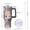 thumbnail image 2 of 40oz Pioneer Flower Floral Print Pattern Insulated Tumbler with Handle, BPA-Free Leak Proof Lid and Straws, Double Wall Vacuum, Hot 12h/Cold 34h, 2 of 6