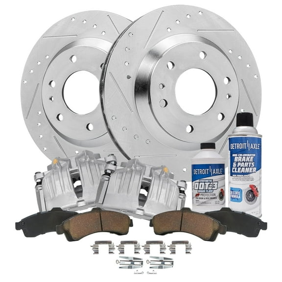 Detroit Axle - 8pc Front Brake Rotors Brakes Pads and Calipers Kit for Chevy Trailblazer GMC Envoy