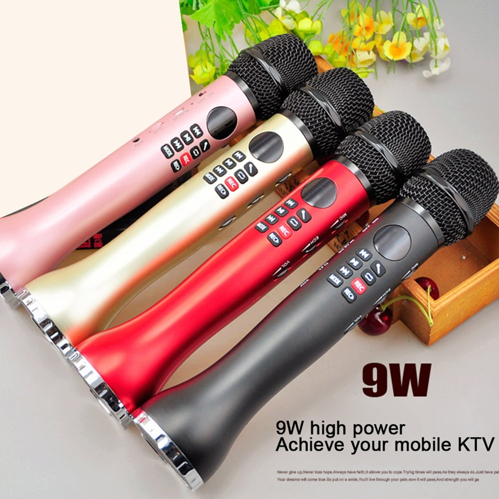 Deyuer 3 in 1 Wireless Karaoke Bluetooth-compatible Speaker Handheld Singing Recording Microphone