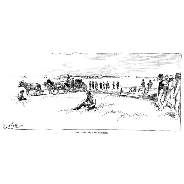 Oklahoma Land Rush 1889 Nestablishing The First Bank At Guthrie