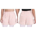 thumbnail image 5 of Doomiva Kids Girls Gingham Plaid Shorts Elastic Waist Wide Leg Mini  Casual Summer Shorts Pants Bottoms Pink 140, 5 of 6
