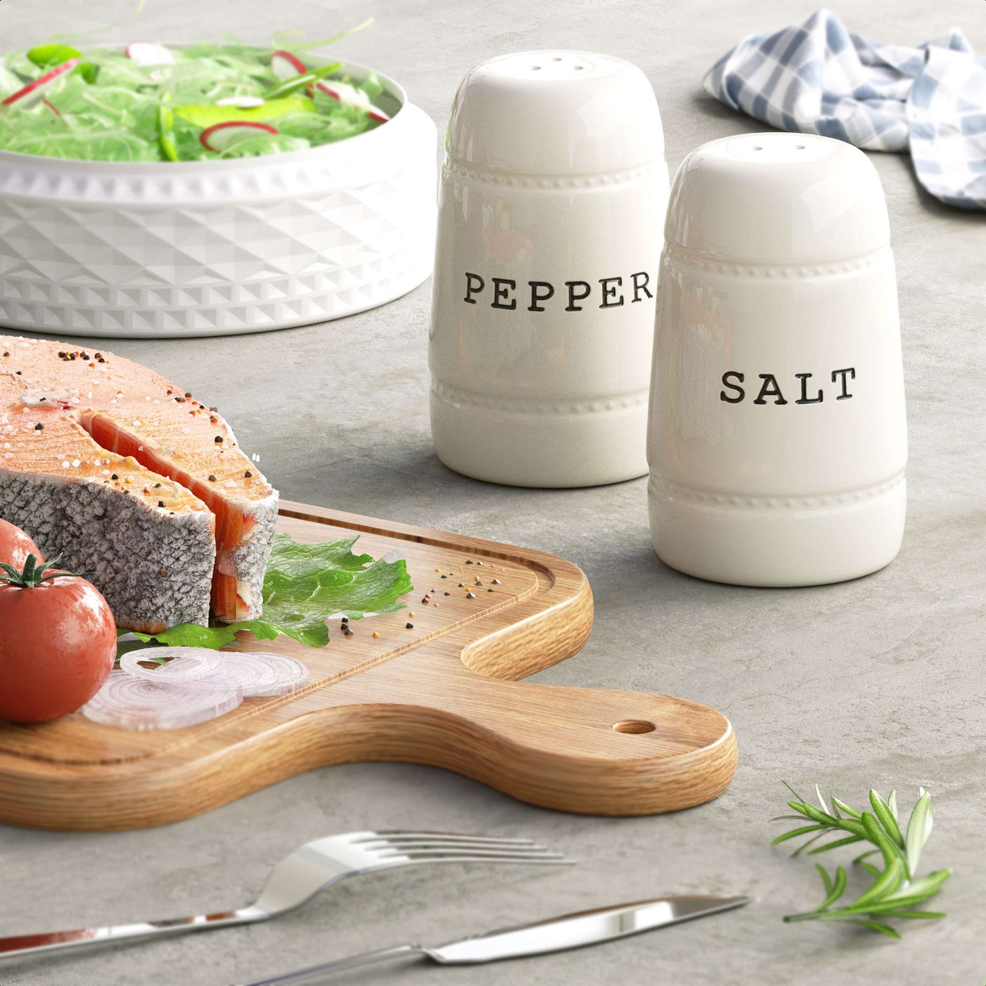 Vintage Cute Little Critters Salt Pepper Shaker Set, Ceramic Salt