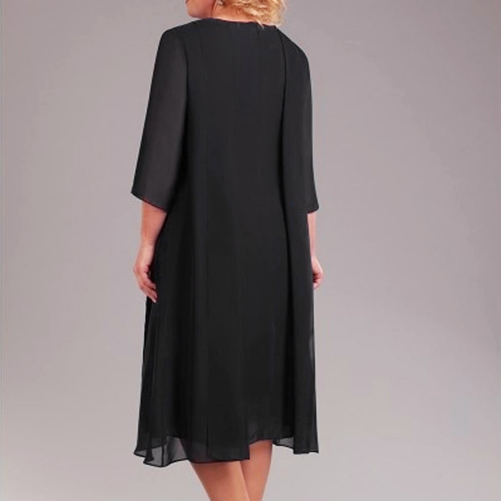 IDALL Summer Dresses,Petite Dresses Women Plus Size Sequin Short Midi Dress Ladies Cocktail Evening Party Dress Sequin Dress,Modest Dresses,Womens Dresses Black Dress S