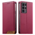 thumbnail image 1 of Funda Tipo Cartera de Cuero Sintético para Samsung Galaxy S21 Ultra Bloqueo RFID, con Ranuras para Tarjetas y Bolsillo para Efectivo, Cierre Magnético Fuerte Rojo, 1 of 6
