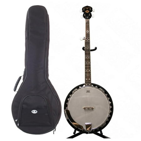 Oscar Schmidt 5-String Electric Banjo w/ Kaces Padded Gig Bag, Remo Head, OB5E KBBU