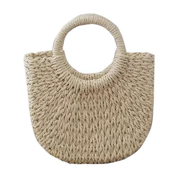 RICHMJ Straw Tote Bag Summer Beach Bag Handmade Straw Rattan Woven Handbag for Women, Travel, Vacation ,9.44×7.08in(C)