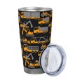 thumbnail image 2 of Daiia Yellow Excavator Printed 20oz Insulated Coffee Cup with Straw Topper, Fully Spill Proof Travel Coffee Mug, Stainless Steel Tumbler for Work Home Outdoor Car-Without Straw, 2 of 8