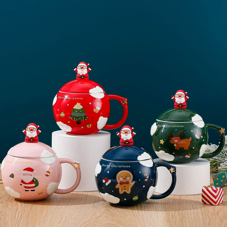 1pc Christmas Mug, Cute Ceramic Tea mugs with Christmas Santa Lid, Novelty  Christmas Cup for Milk, Coffee, Hot Chocolate, Christmas Gift for Women,  Kids, Colleagues, Family, Friends