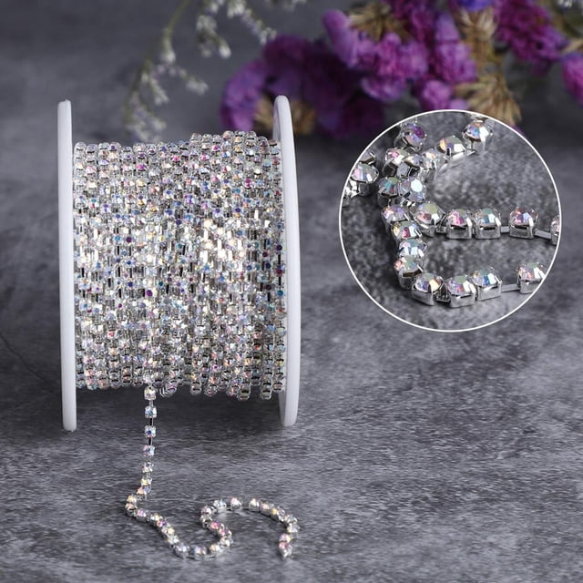 Peahefy DIY Necklace Accessories Crystal Chain, 1 Roll Rhinestone Chain, For DIY Necklace Jewelry