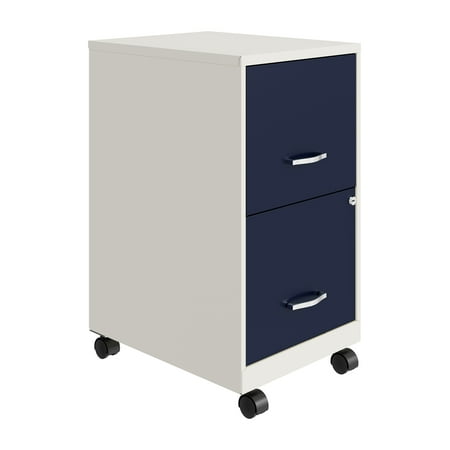 UPC: 0029404253355 | Space Solutions 18  Deep 2 Drawer Mobile Letter Width Vertical File Cabinet  White/Navy