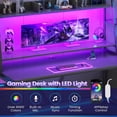 thumbnail image 2 of Gaming Desk with LED Lights, Large PC Gamer Desk Workstation with 8 Drawers and Storage Shelves, 2 of 8
