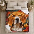thumbnail image 5 of Autumn Maple Leaves Beagle Dog Portrait, Festive Pet Portrait Pattern, Warm Flannel Blanket for Living Room and Bedroom, Dog Lovers Thanksgiving Gift, Pet Lover Home Decor, 5 of 9