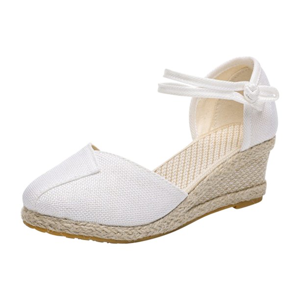 Amzcrzy Zapatos de mujer,Zapatos de mujer,Zapatillas de mujer, Sandalias de vestir de lona con plataforma y tacón alto y punta cerrada para mujer Sandalias Mujer Zapatillas De Casa