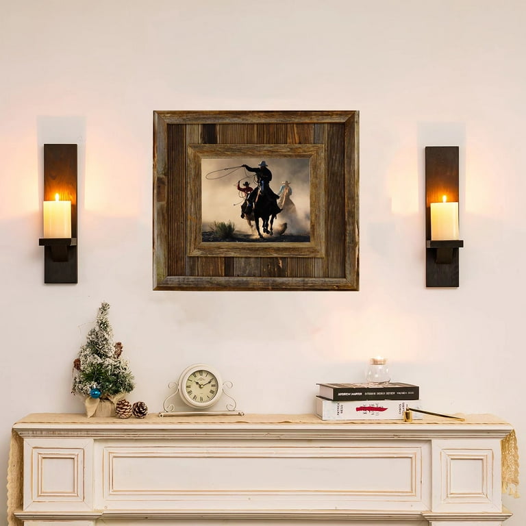 Sziqiqi Farmhouse Candle Sconces Wall Decor Set Of 2 Black Wooden Holders For Living Room