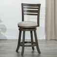 thumbnail image 2 of Cfowner 24" Counter Height Slat Back Swivel Stool, Weathered Gray Finish, Beige Fabric Seat, 2 of 6