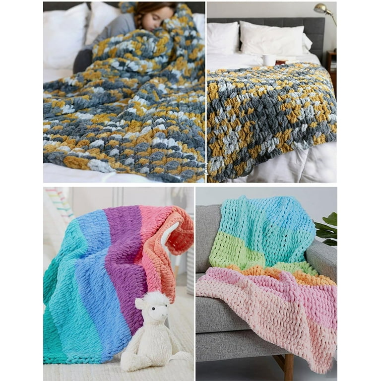 Chunky Yarn Blanket No Needles Needed Chunky Knit Chenille Yarn No