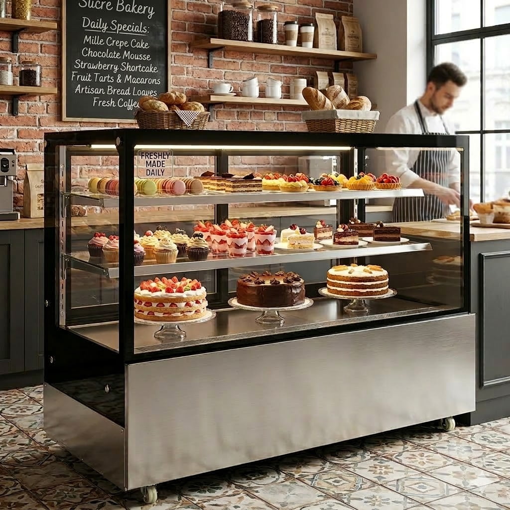 59 in. Refrigerated Bakery Display Cooler Case for Pastry Deli Upright 20 Cu.Ft. Cooler Glass Display Refrigerator, NSF ETL