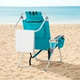 thumbnail image 6 of Beach Chairs for Adults, Tall Beach Chair with Five-Speed Adjustable Backrest, Heightened Seat Design, Lightweight Camping Chair With Cup Holder, Storage Bag and Padded Headrest, Mint Green, 6 of 7
