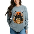thumbnail image 4 of Black Cats Pumpkin Vintage - Womens Garment Dyed Long Sleeve, 4 of 10