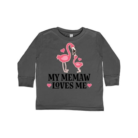 

Inktastic Memaw Loves Me Girl Flamingo Gift Toddler Toddler Girl Long Sleeve T-Shirt