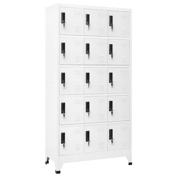 vidaXL Locker Cabinet White Steel Large Locker Cabinet Rectangular