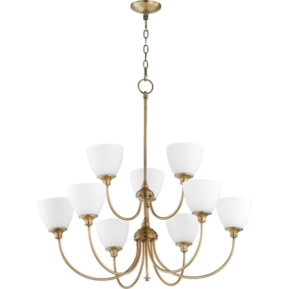 6109-9-80-Quorum Lighting-Celeste - 9 Light 2-Tier Chandelier in style - 32 inches wide by 33.5 inches high-Aged Brass Finish    -Traditional