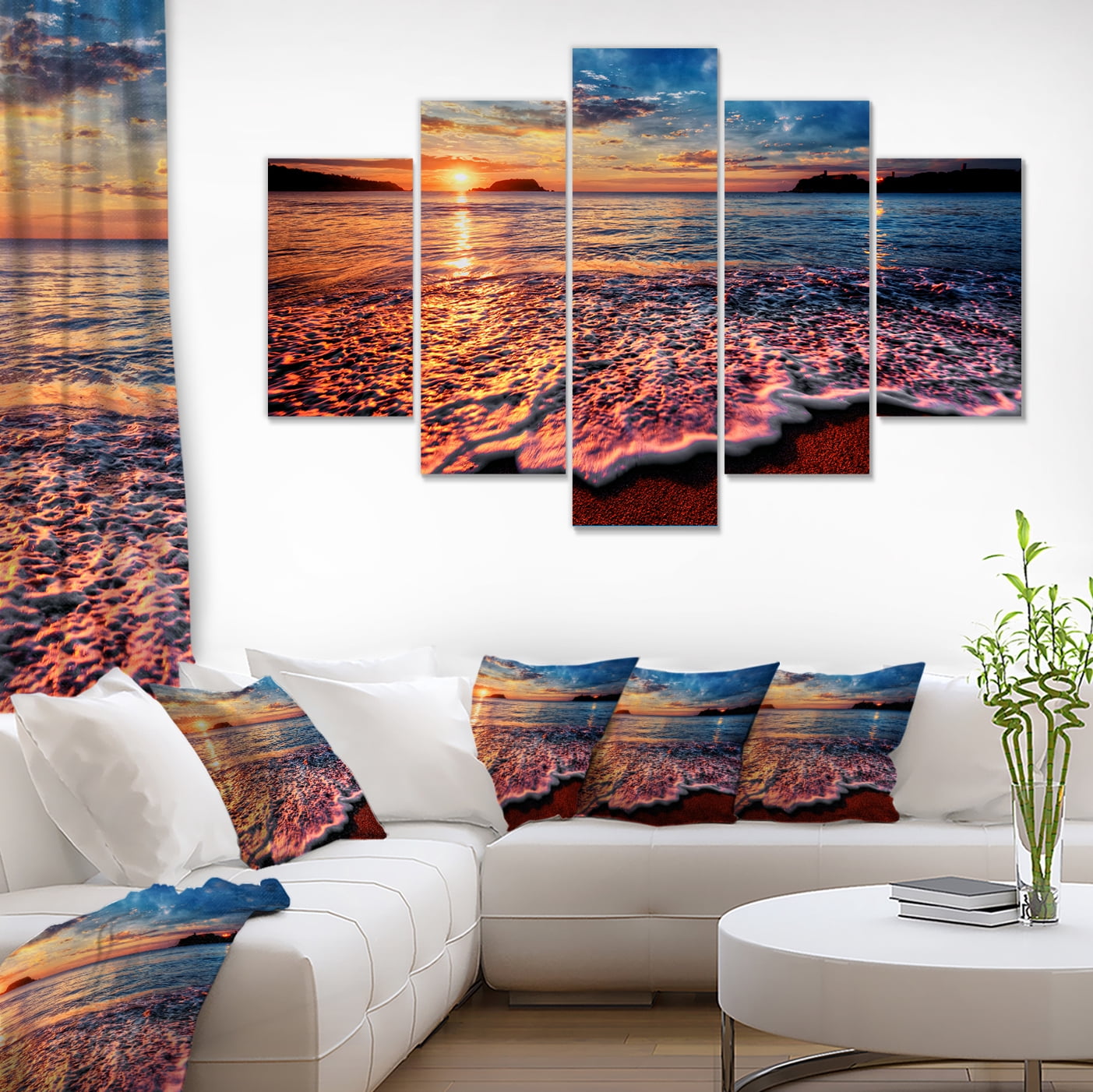 Designart 'Peaceful Evening Beach View ' Seascape Canvas Art Print