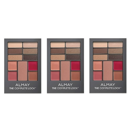 Almay The Complete Look Palette, Makeup for Eyes, Lips and Cheeks #200 Medium Skin Tones (Pack of 3) + Eyebrow Ruler