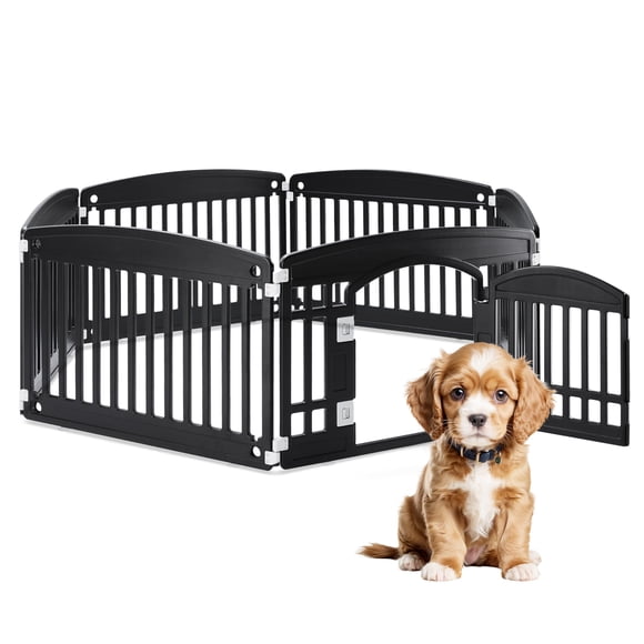 Parque infantil HealSmart para perros, 6 paneles, 60 cm, para cachorros de ejercicio, color negro