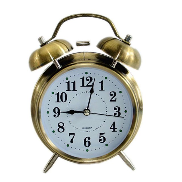 Alarm clock retro copper metal 4" super loud quartz battery, suitable for bedside table retro silent no tick old-fashioned decorative desk