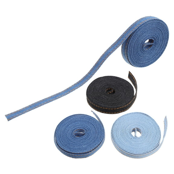 LOLIPPYY 4-Pack Denim Ribbon Rolls for Sewing, Crafts, and Modern Touch Crafting Projects