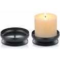 thumbnail image 1 of Juego de 2 portavelas de hierro negro para pilares, 3.6 pulgadas de diámetro, 9 cm Ideal para jardines de cera o velas LED, spa y aromaterapia, conos de incienso, boda, fiesta, spa, como pedestal, 1 of 9