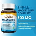 thumbnail image 4 of Lovita Triple Magnesium Complex 500mg, Glycinate, Citrate & Oxide, High Absorption, 180 Vegan Capsules (Pack of 3), 4 of 7
