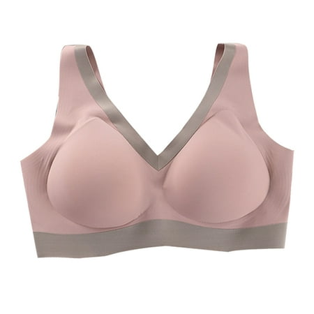 

ZES Women Seamless Color Block Padded Push Up Brassiere Bra Running Yoga Crop Top
