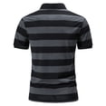 thumbnail image 5 of outfmvch polo shirts for men spring summer loose plus size button collar shirt striped print lapel short sleeve womens tops dark gray, 5 of 9